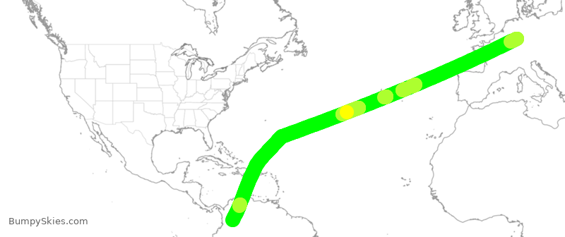 Turbulence forecast map for DLH542, FRA to BOG