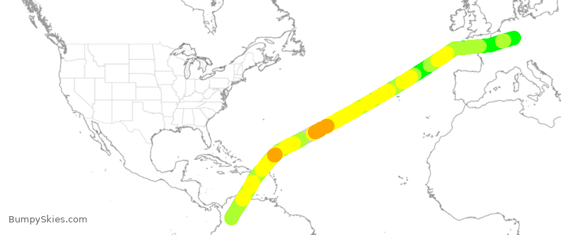 Turbulence forecast map for DLH543, KBO to DDF