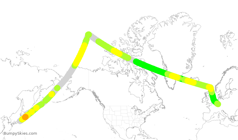 Turbulence forecast map for DLH717, HND to FRA