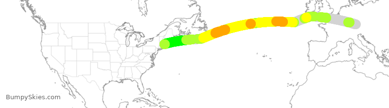 Turbulence forecast map for DLH8, MUC to BOS