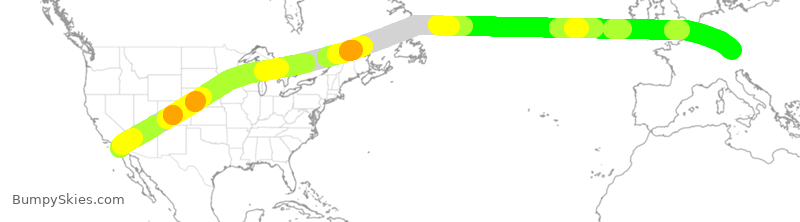 Turbulence forecast map for DLH9851, SAN to MUC