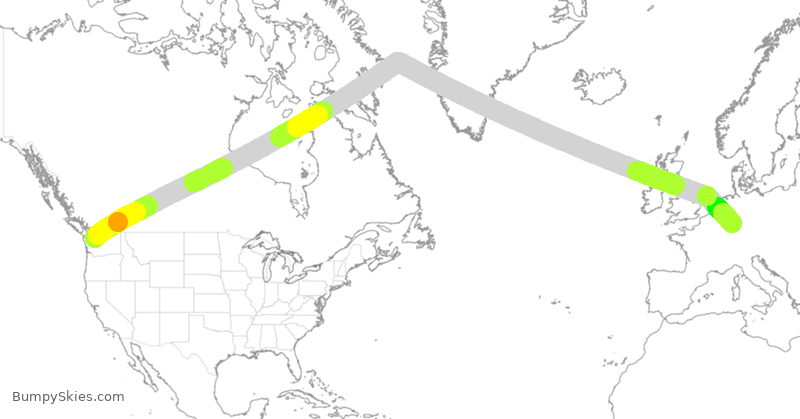 Turbulence forecast map for DLH9897, PAE to FRA