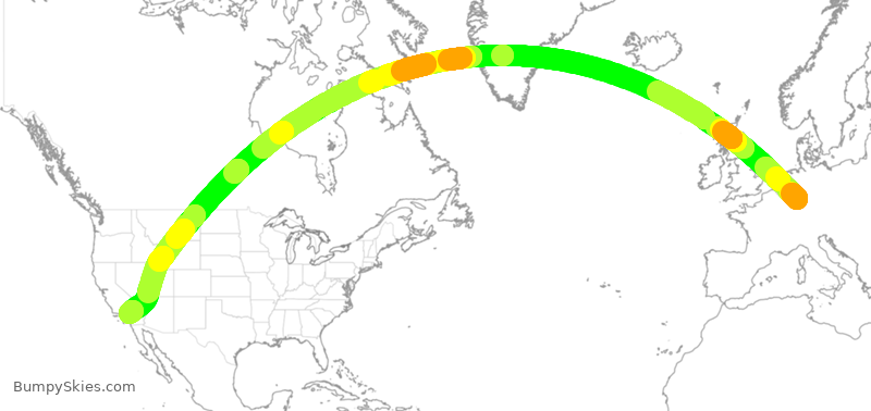 Turbulence forecast map for DLH9912, FRA to SBD