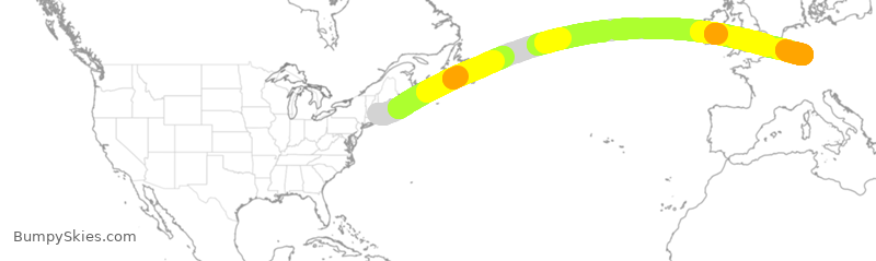 Turbulence forecast map for DLH9913, BOS to FRA