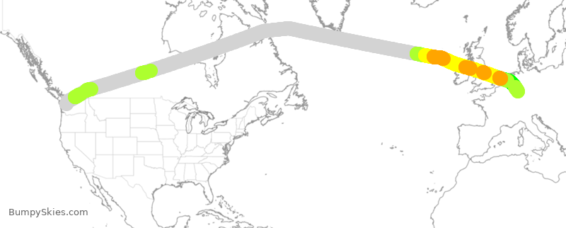 Turbulence forecast map for DLH9913, SEA to FRA