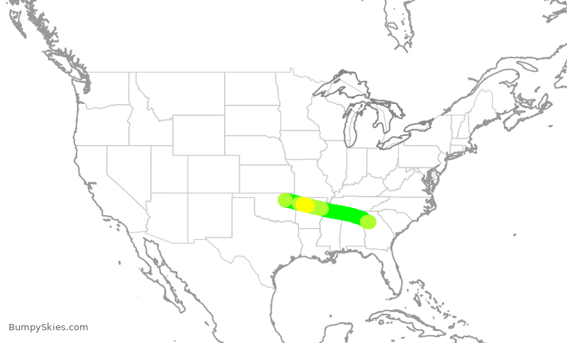 Turbulence forecast map for EDV4629, TUL to ATL
