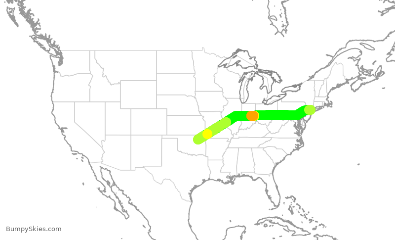 Turbulence forecast map for EDV4630, LGA to TUL