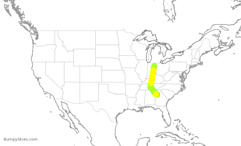 Turbulence forecast map for EDV4632, FWA to ATL