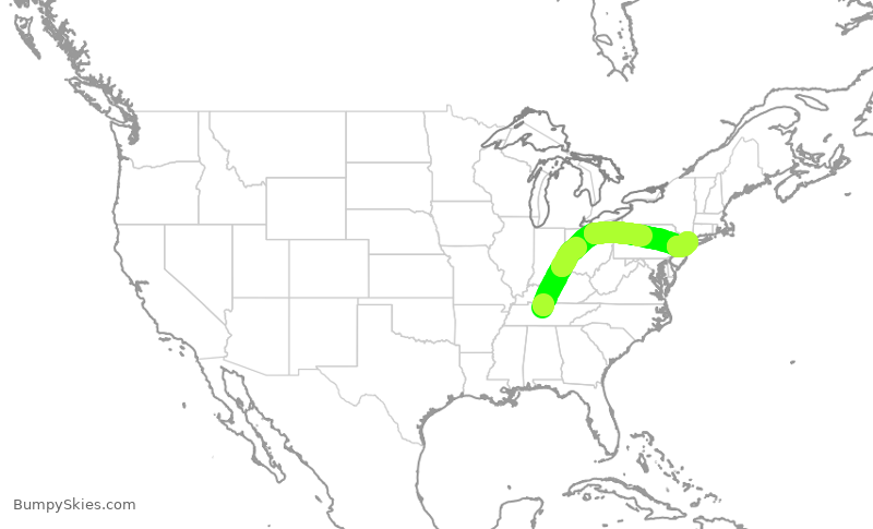 Turbulence forecast map for EDV4638, BNA to LGA