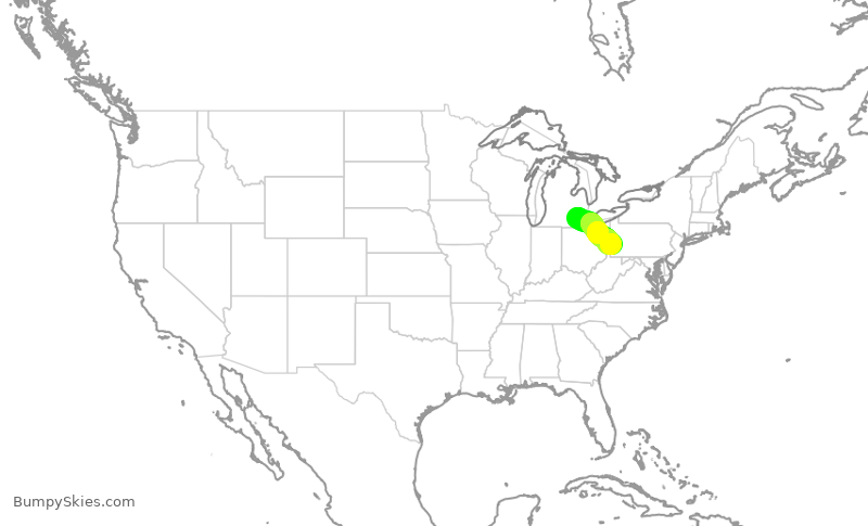 Turbulence forecast map for EDV4640, DTW to PIT