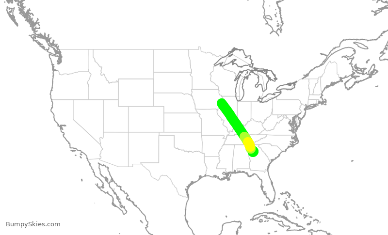 Turbulence forecast map for EDV4644, ATL to MLI