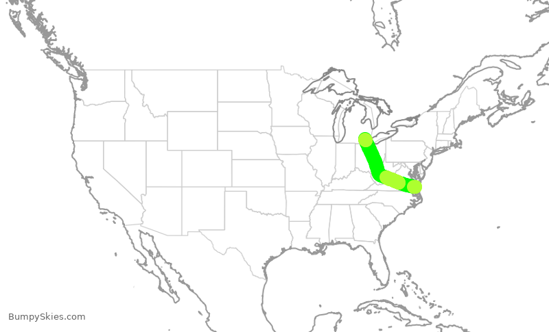 Turbulence forecast map for EDV4653, ORF to DTW