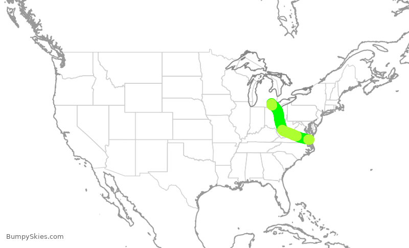 Turbulence forecast map for EDV4654, ORF to DTW