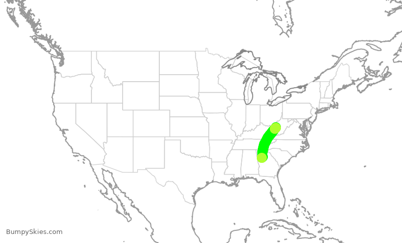 Turbulence forecast map for EDV4663, ATL to CRW
