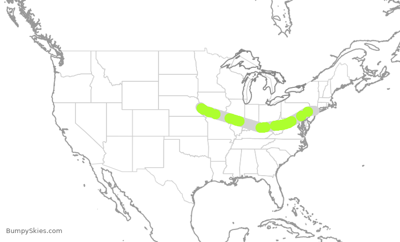 Turbulence forecast map for EDV4672, LGA to OMA
