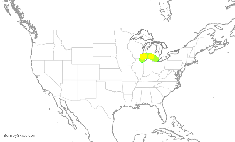 Turbulence forecast map for EDV4683, ORD to DTW