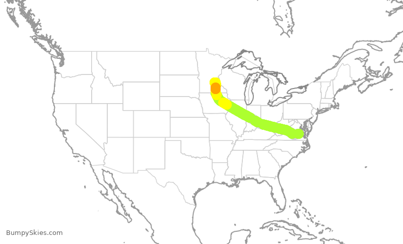 Turbulence forecast map for EDV4691, RIC to MSP
