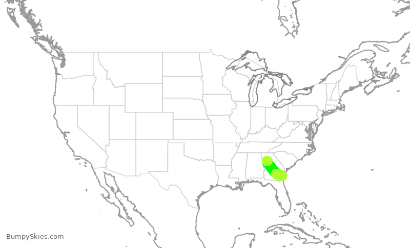 Turbulence forecast map for EDV4692, ATL to BQK