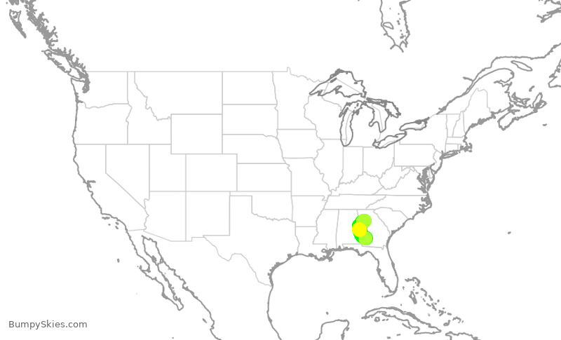 Turbulence forecast map for EDV4694, ABY to ATL