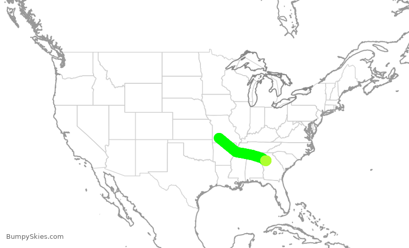 Turbulence forecast map for EDV4707, SGF to ATL