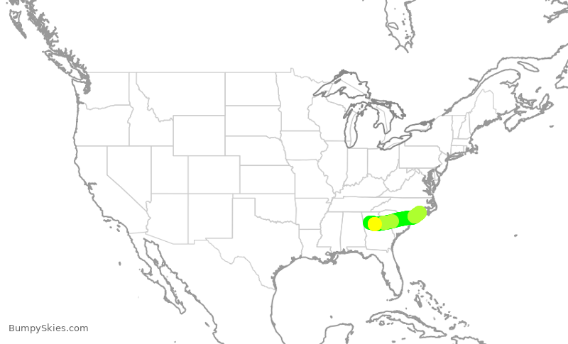 Turbulence forecast map for EDV4734, ATL to OAJ
