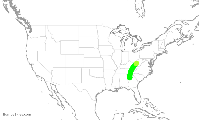 Turbulence forecast map for EDV4757, ATL to CRW