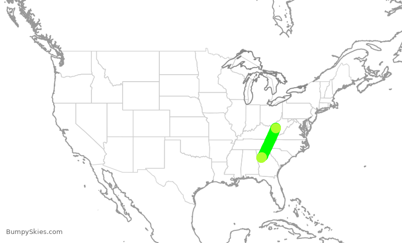 Turbulence forecast map for EDV4757, CRW to ATL