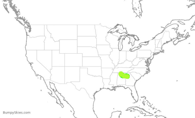 Turbulence forecast map for EDV4762, ATL to HSV