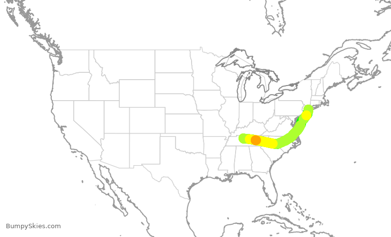 Turbulence forecast map for EDV4809, BNA to JFK