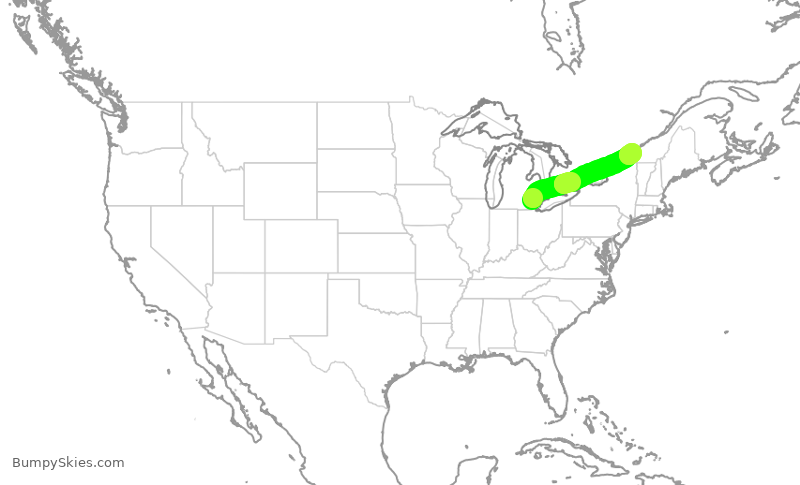 Turbulence forecast map for EDV4815, DTW to YUL