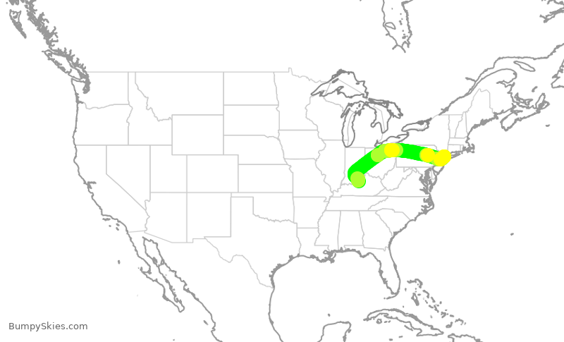 Turbulence forecast map for EDV4852, SDF to LGA