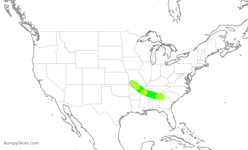 Turbulence forecast map for EDV4854, ATL to SGF