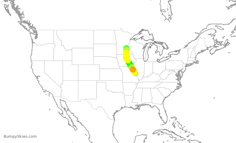 Turbulence forecast map for EDV4858, STL to MSP