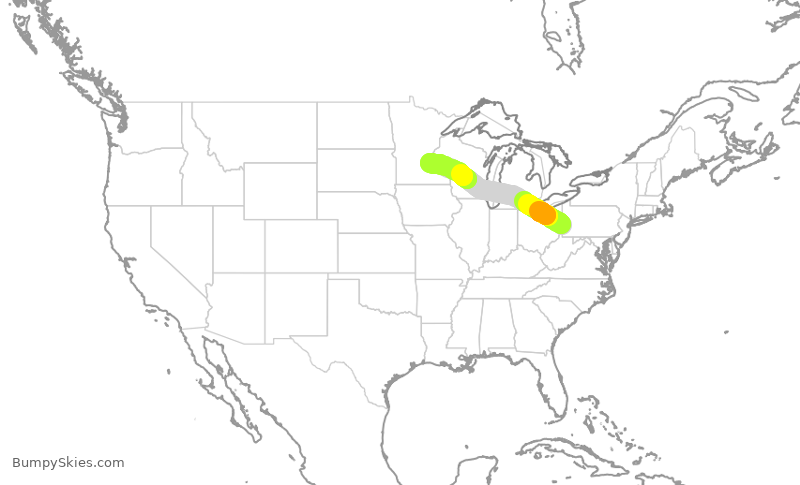 Turbulence forecast map for EDV4871, PIT to MSP