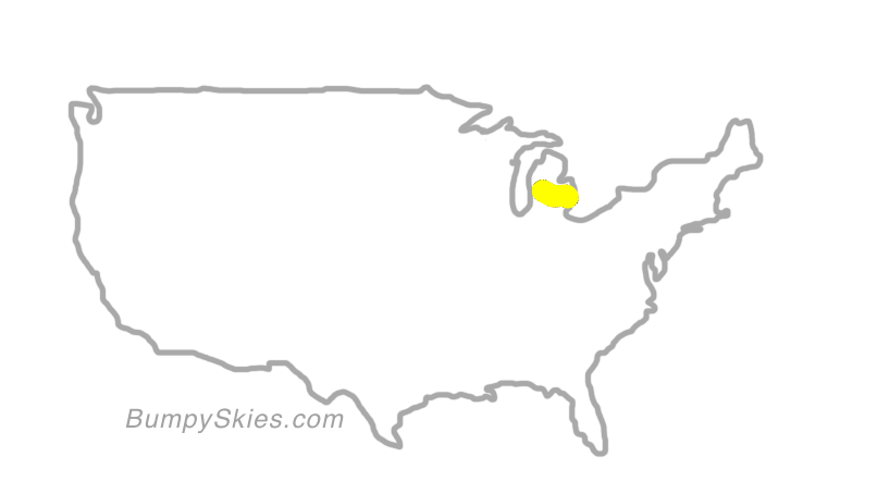 Map of continental US with illustrated flight path and turbulence forecast (described in text below)