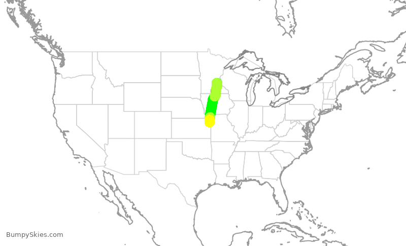 Turbulence forecast map for EDV4884, MCI to MSP