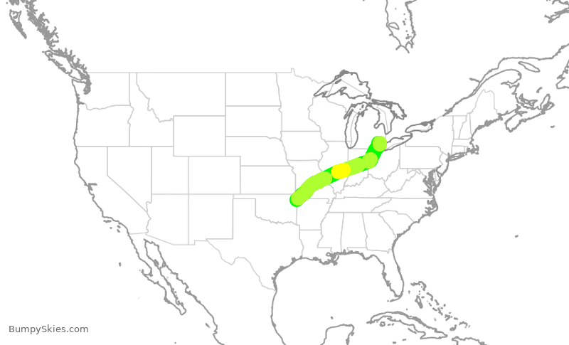 Turbulence forecast map for EDV4889, DTW to XNA