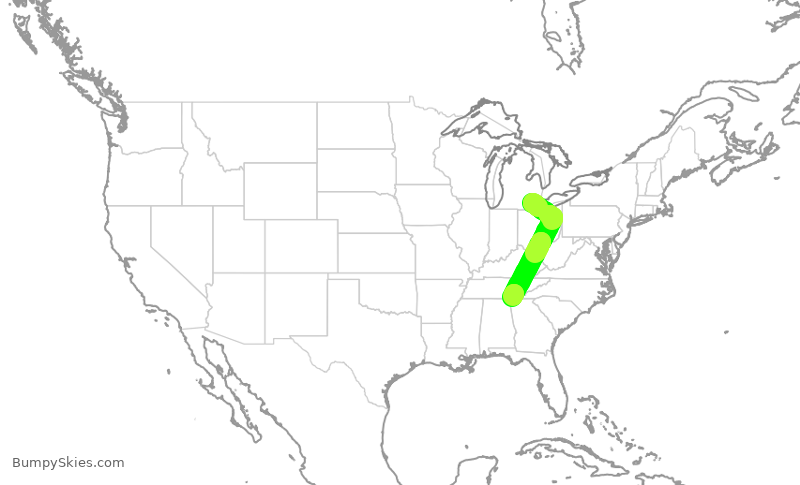 Turbulence forecast map for EDV4894, DTW to CHA