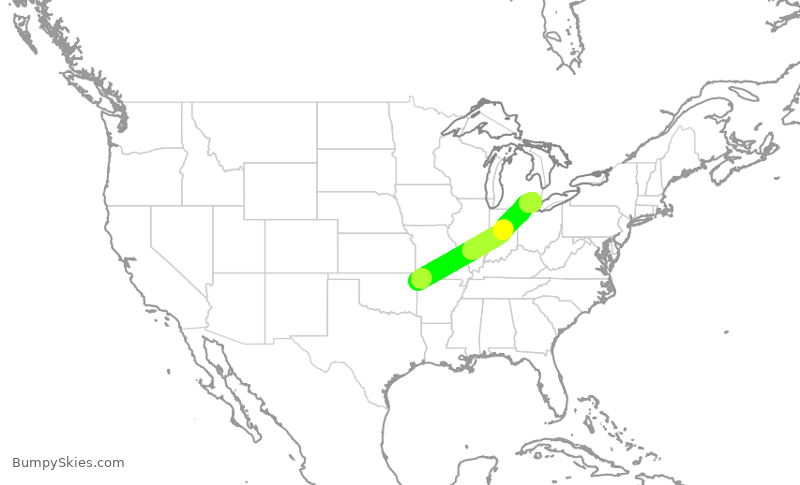 Turbulence forecast map for EDV4895, XNA to DTW