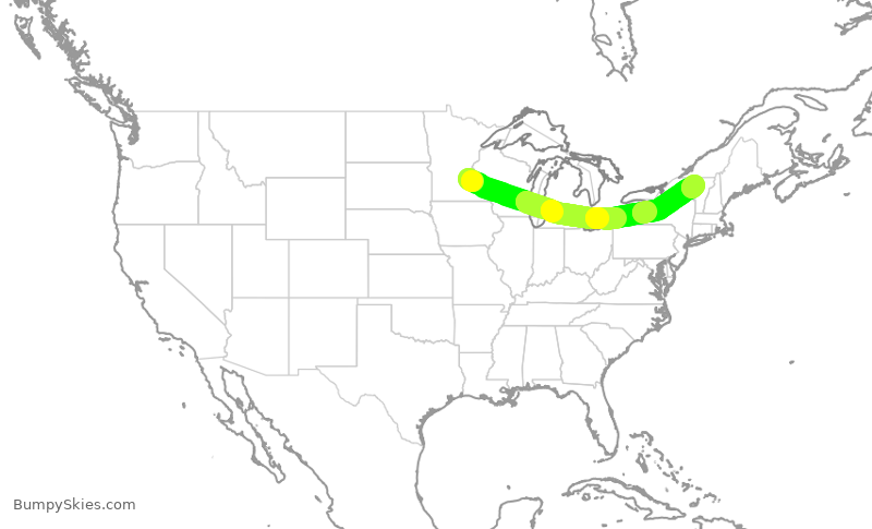 Turbulence forecast map for EDV4901, MSP to BTV
