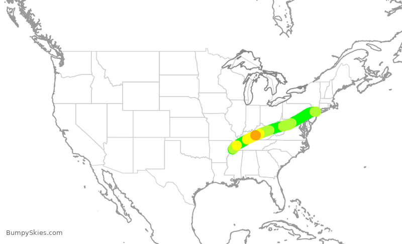 Turbulence forecast map for EDV4903, LGA to MEM