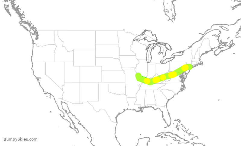 Turbulence forecast map for EDV4905, LGA to STL