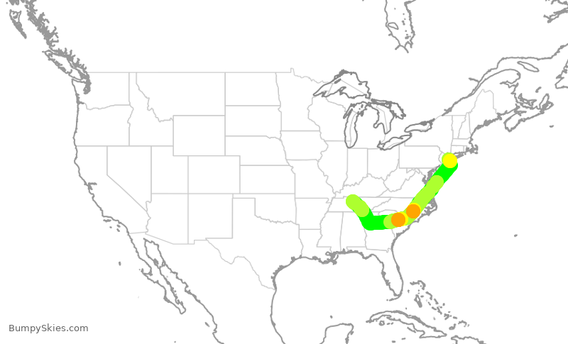 Turbulence forecast map for EDV4908, JFK to BNA