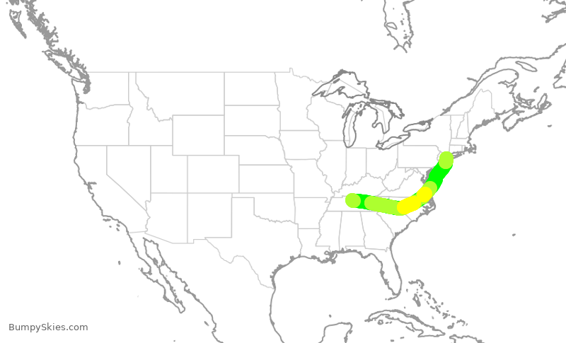 Turbulence forecast map for EDV4909, BNA to JFK