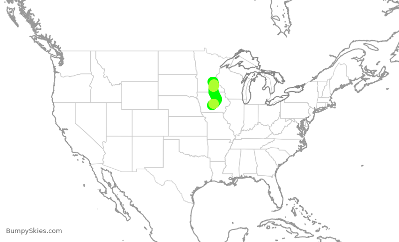 Turbulence forecast map for EDV4913, DSM to MSP