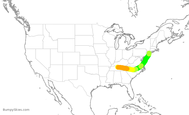 Turbulence forecast map for EDV4916, BNA to JFK