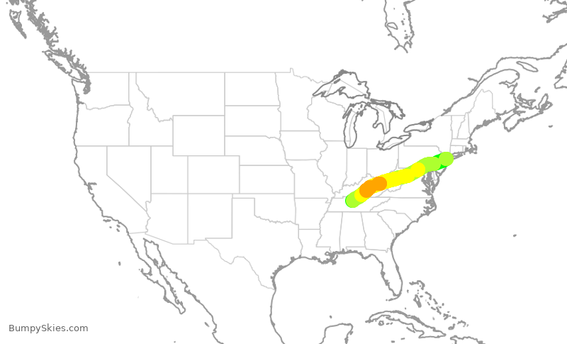 Turbulence forecast map for EDV4919, JFK to BNA
