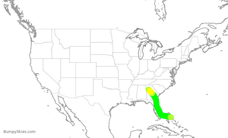 Turbulence forecast map for EDV4920, YEH to ATL