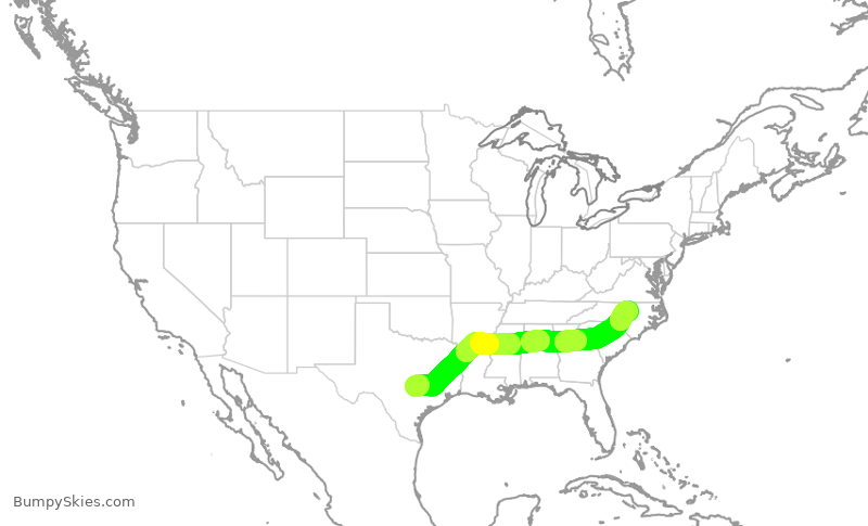 Turbulence forecast map for EDV4921, AUS to RDU