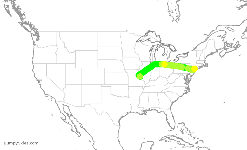 Turbulence forecast map for EDV4922, STL to LGA